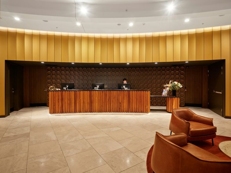Hotel reception desk with modern furniture